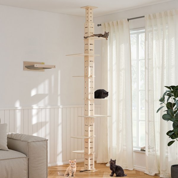 COZIWOW Floor to Ceiling Adjustable Height Cat Tree Tower, Yellow