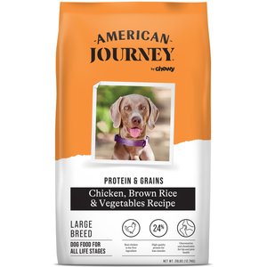 American Journey Protein & Grains Large Breed Chicken, Brown Rice & Vegetables Recipe Dry Dog Food, 28-lb bag