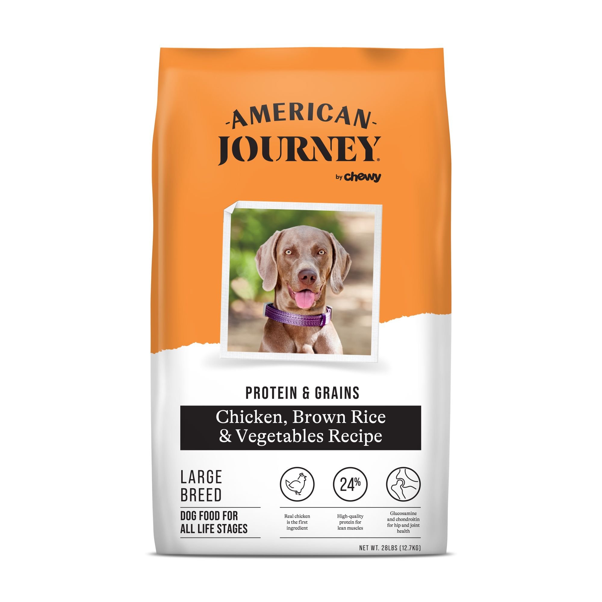 AMERICAN JOURNEY Protein & Grains Large Breed Chicken, Brown Rice ...