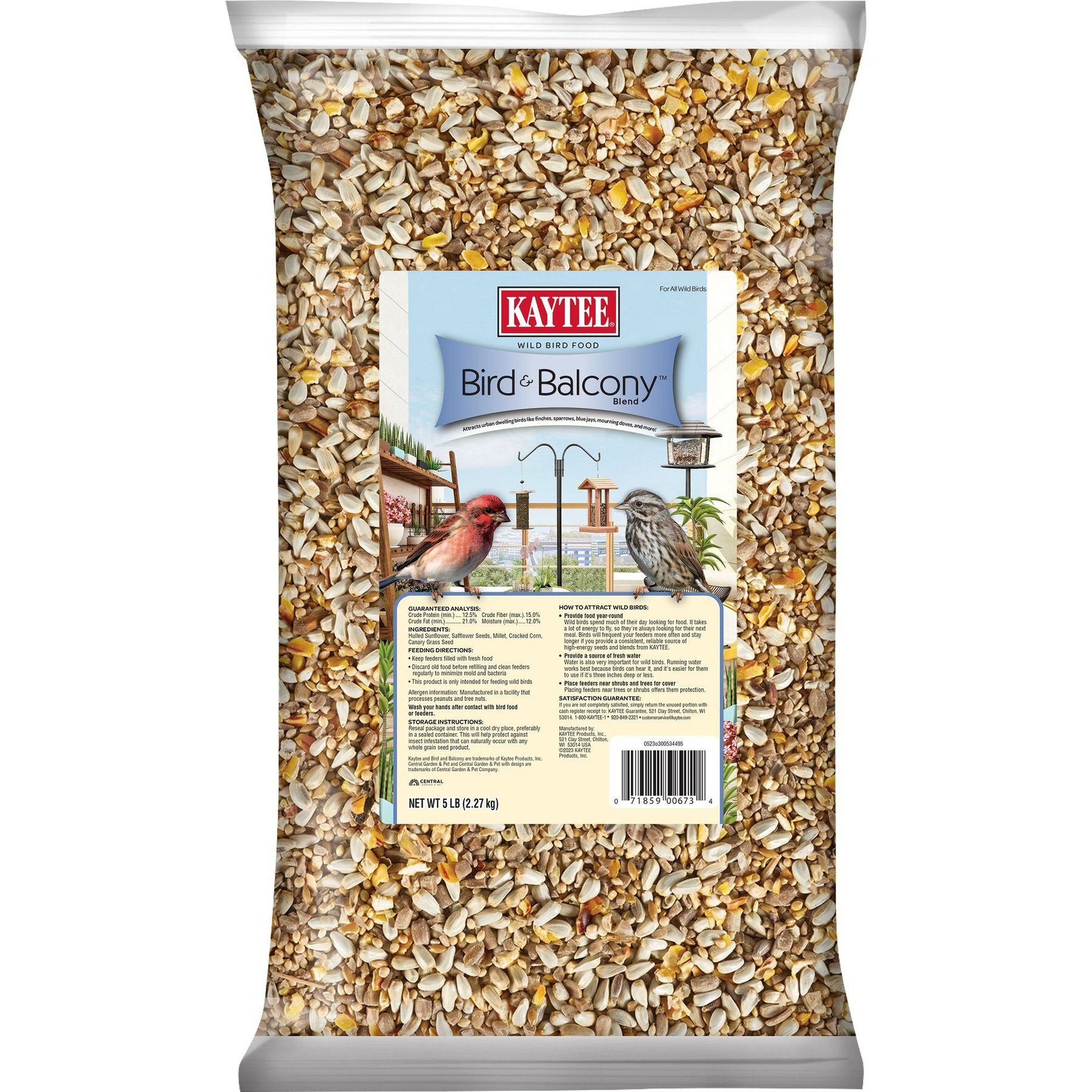 Kaytee Bird & Balcony Blend Finch, Sparrow & Dove Bird Food, 5-lb bag