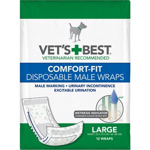 Vet's Best Comfort-Fit Disposable Male Dog Wraps, Large: 23.5 to 31.5-in waist, 12 count