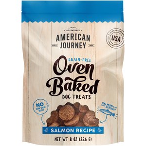 American Journey Salmon Recipe Grain-Free Oven Baked Crunchy Biscuit Dog Treats, 8-oz bag