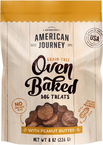 American Journey Peanut Butter Recipe Grain-Free Oven Baked Crunchy Biscuit Dog Treats, 8-oz bag slide 1 of 7