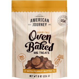 American Journey Peanut Butter Recipe Grain-Free Oven Baked Dog Treats, 8-oz bag