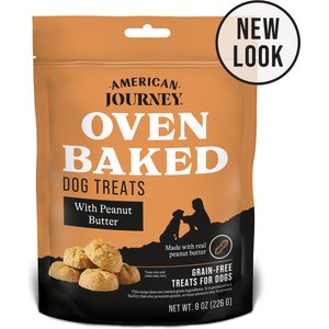 American Journey Peanut Butter Recipe Grain-Free Oven Baked Crunchy Biscuit Dog Treats, 8-oz bag