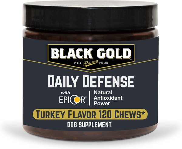 Black Gold Daily Defense Turkey Flavored Soft Chew Gut Health Supplement for Dogs, 10.5-oz jar