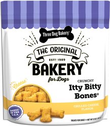 Three Dog Bakery Crunchy Itty Bitty Bones with Cheese Dog Treats, 32-oz bag