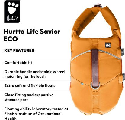 Show full view: Hurtta Life Savior ECO Dog & Cat Life Jacket, Buckthorn, 22-33 lbs slide 3 of 6