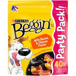 Purina Beggin' Strips Real Meat with Bacon & Cheese Flavored Training Dog Treats, 40-oz pouch, case of 3