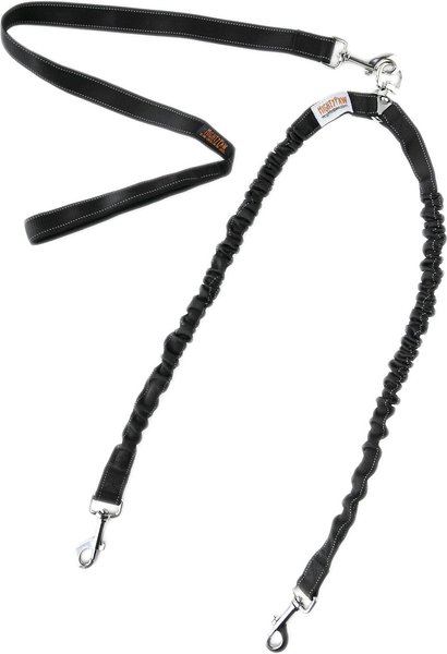 Mighty Paw BungeeX2 Nylon Reflective Double Dog Leash, Black, X-Lite: 3-ft long, 0.6-in wide slide 1 of 8