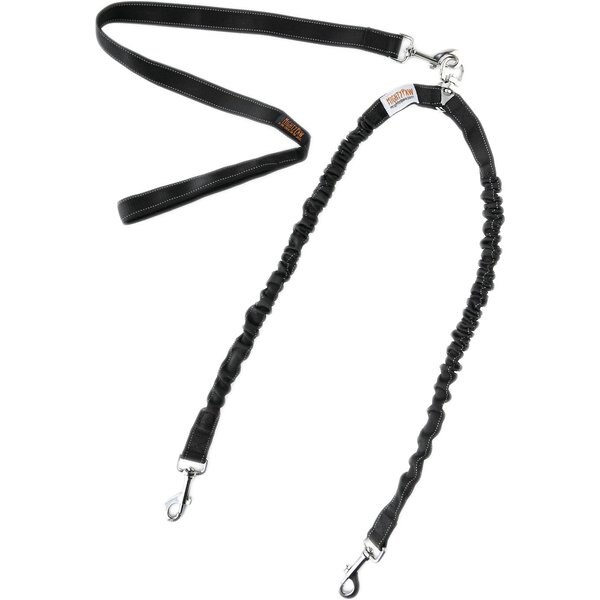 MAX AND NEO DOG GEAR Nylon Reflective Double Dog Leash, Black, 6ft