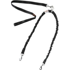 Mighty Paw BungeeX2 Nylon Reflective Double Dog Leash, Black, Lite: 3-ft long, 0.78-in wide
