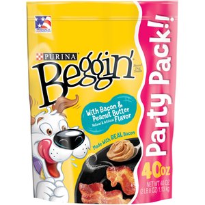 Purina Beggin' Strips Real Meat with Bacon & Peanut Butter Flavored Dog Treats, 40-oz pouch, case of 3