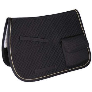 Derby Originals English AP Quilted Horse Saddle Pad with Pockets, Black