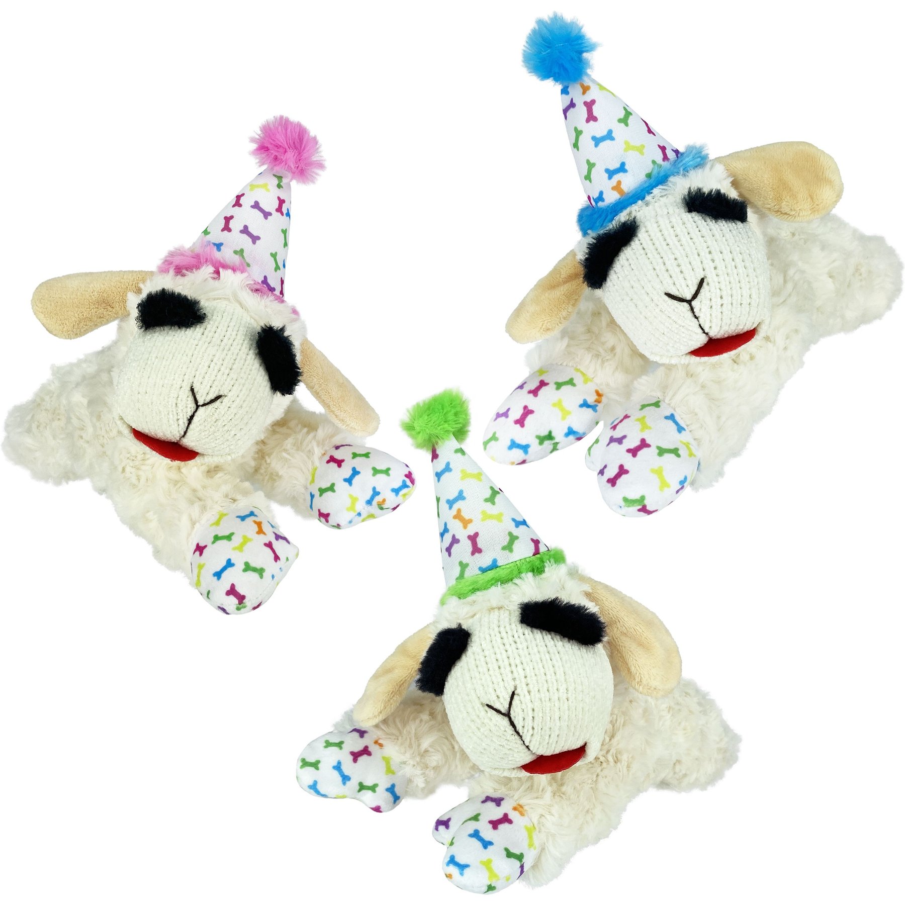 Multipet Lamb Chop Birthday Plush Dog Toy, 2.3-in