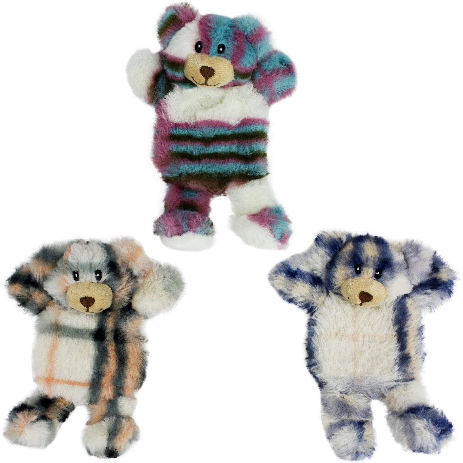 Multipet Minipet Berman Bears Squeaky Plush Dog Toy, Color Varies, 7-in, 1 count