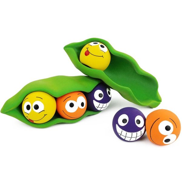 Multipet Three Peas in a Pod Squeaky Dog Toy, Assorted, 7.5-in