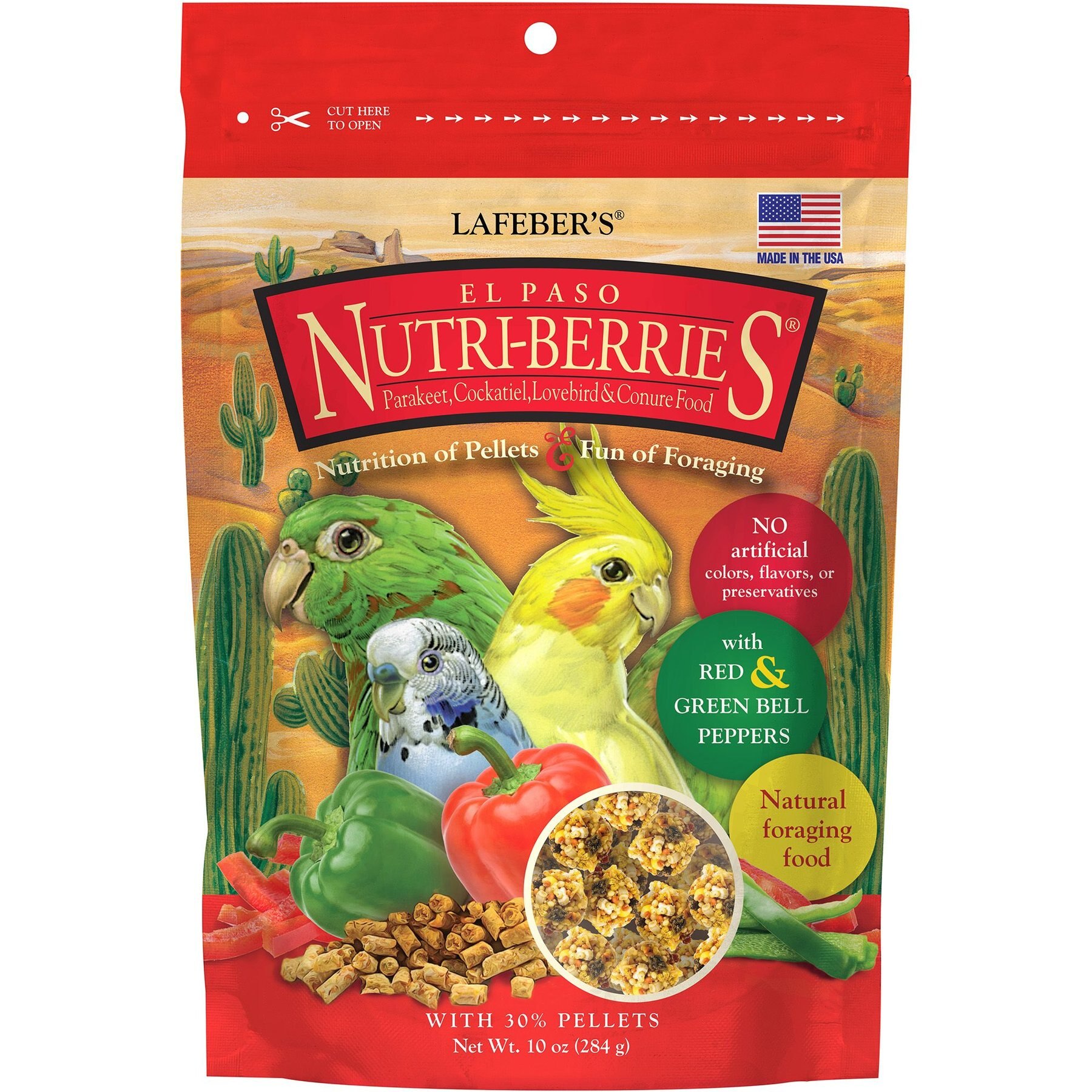 Lafeber Strawberry Nutri-Berries Pellets Bird Food, 10-oz bag