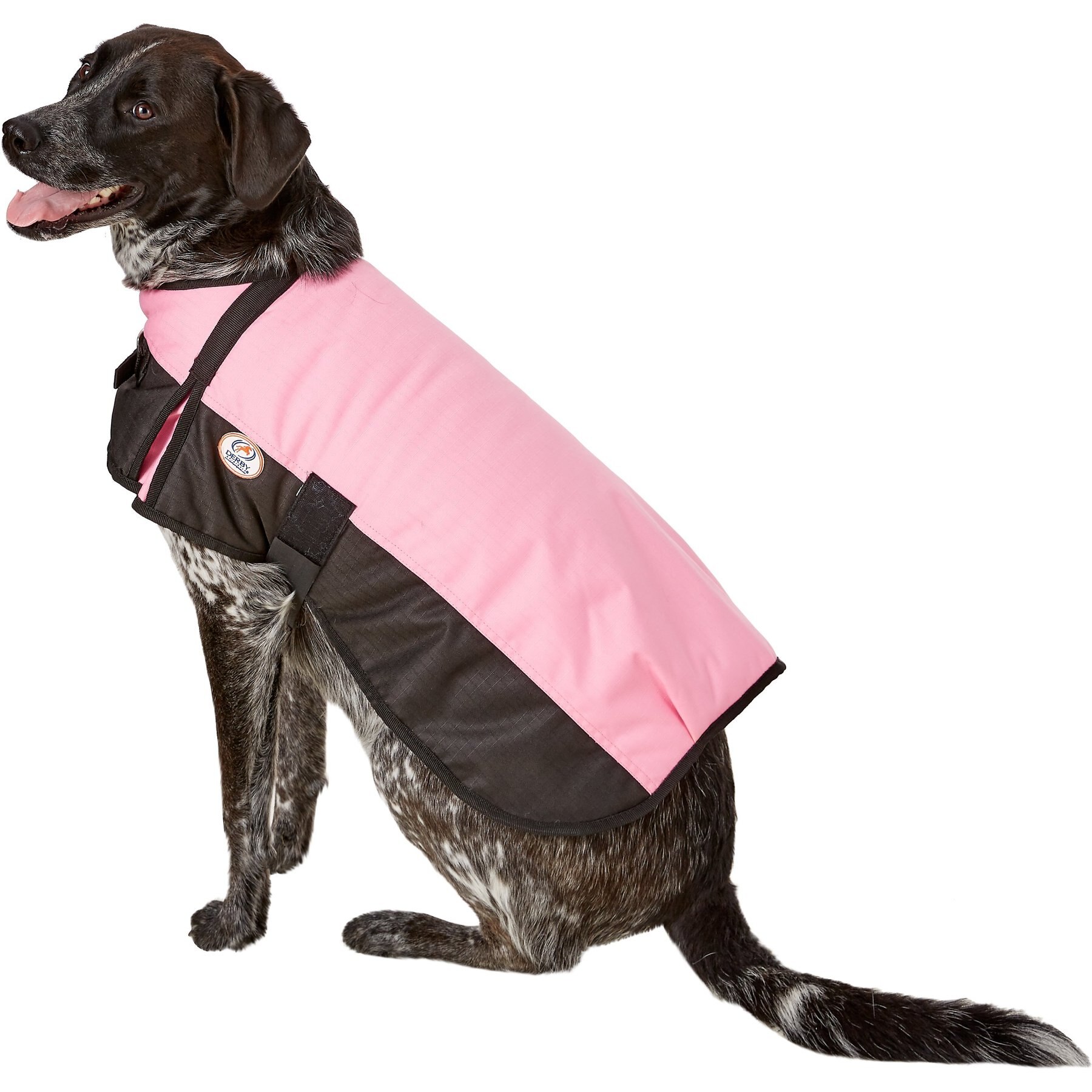 DERBY ORIGINALS 600D Waterproof Dog Blanket Coat, Pink/Black, 22in