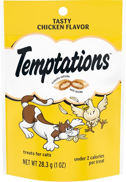 Temptations Classic Tasty Chicken Flavor Crunchy Cat Treats, 1-oz pouch