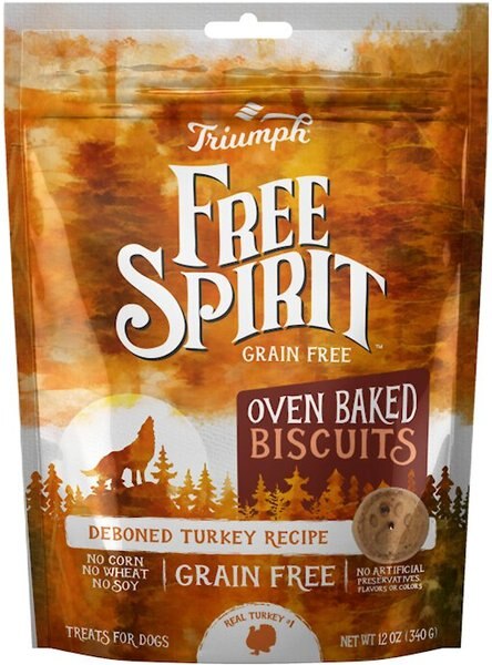 Triumph Free Spirit Grain-Free Deboned Turkey Recipe Oven-Baked Biscuit Dog Treats, 12-oz bag slide 1 of 2