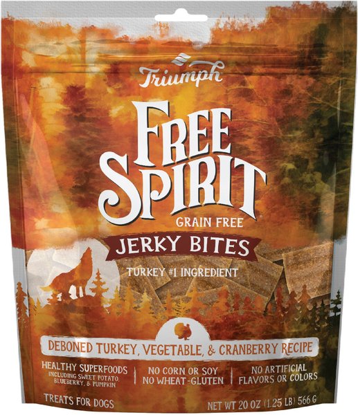 Triumph Free Spirit Jerky Bites Deboned Turkey, Vegetable & Cranberry Grain-Free Dog Treats, 20-oz container slide 1 of 2