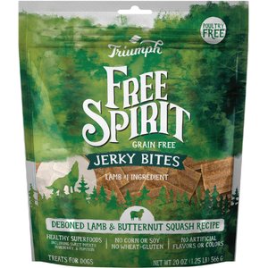Triumph Free Spirit Jerky Bites Deboned Lamb & Butternut Squash Dog Treats, 20-oz bag