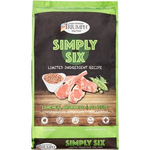 Triumph Simply Six Limited Ingredient Lamb Meal, Brown Rice & Pea Recipe Dry Dog Food, 14-lb bag