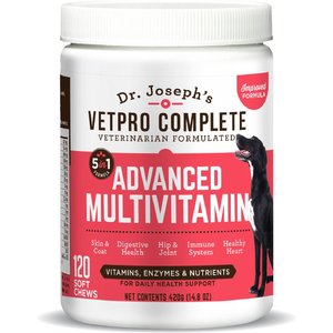 Dr. Joseph's VetPro Complete Chicken Flavored 5in1 Advanced Multivitamin Soft Chew Supplement for Dogs, 120 count