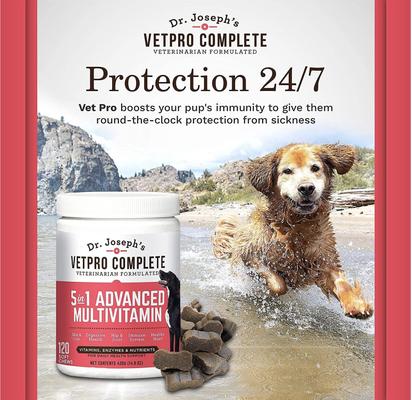 Show full view: Dr. Joseph's VetPro Complete Chicken Flavored 5in1 Advanced Multivitamin Soft Chew Supplement for Dogs, 120 count slide 8 of 11