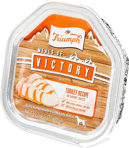 Triumph Meals of Victory Turkey Recipe in Savory Juices Dog Food Trays, 3.5-oz, case of 15 slide 1 of 6
