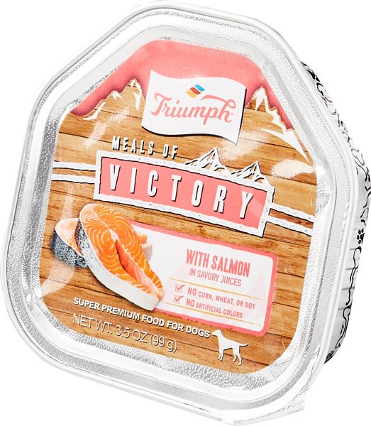 Triumph Meals of Victory with Salmon in Savory Juices Dog Food Trays, 3.5-oz, case of 15 slide 1 of 6