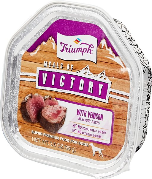 Triumph Meals of Victory with Venison in Savory Juices Dog Food Trays, 3.5-oz, case of 15 slide 1 of 6