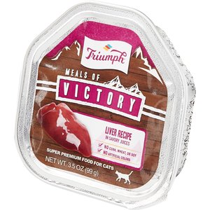 Triumph Meals of Victory Liver Recipe in Savory Juices Cat Food Trays, 3.5-oz, case of 15