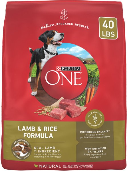 Purina ONE Natural SmartBlend Lamb & Rice Formula Dry Dog Food, 40-lb bag slide 1 of 11