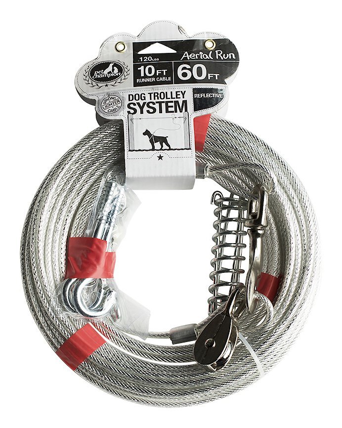 Pet Champion Aerial Trolley System with Runner Dog Cable, 60-ft