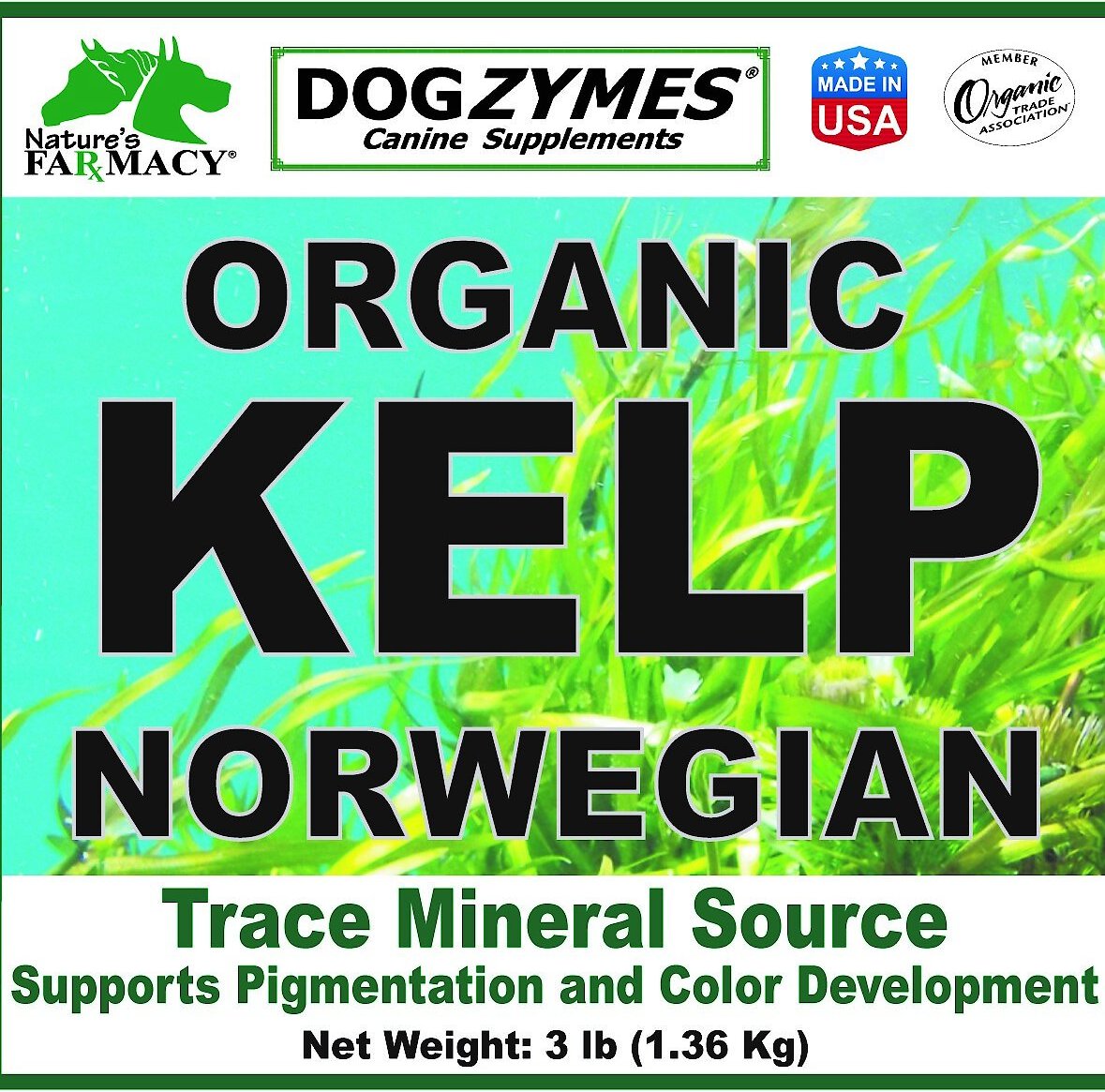 NATURE'S FARMACY Dogzymes Norwegian Kelp Dog Supplement, 3lb jar