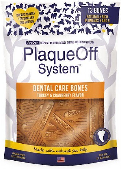 ProDen PlaqueOff System Turkey & Cranberry Flavored Dental Bone Dog Treats, 13 count slide 1 of 1