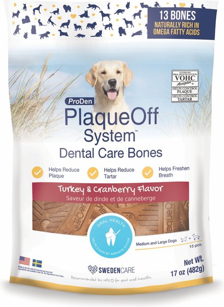ProDen PlaqueOff System Turkey & Cranberry Flavored Dental Bone Dog Treats