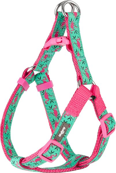 Blueberry Pet Spring Prints Nylon Step In Back Clip Dog Harness, Pink Flamingo on Light Emerald, Small: 16.5 to 21.5-in chest slide 1 of 8