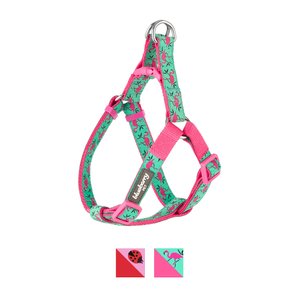 Blueberry Pet Spring Prints Nylon Step In Back Clip Dog Harness, Pink Flamingo on Light Emerald, Medium: 20 to 26-in chest