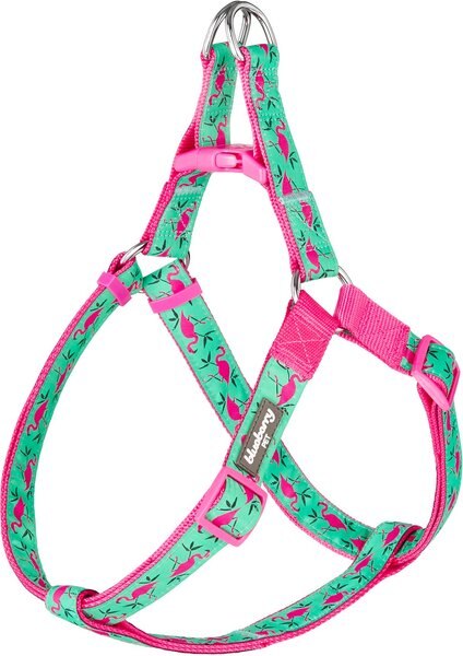 Blueberry Pet Spring Prints Nylon Step In Back Clip Dog Harness, Pink Flamingo on Light Emerald, Large: 26 to 39-in chest slide 1 of 8