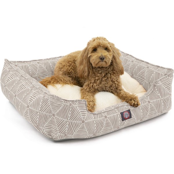 MAJESTIC PET Contemporary Lounge Anderson Check Bolster Dog Bed with ...