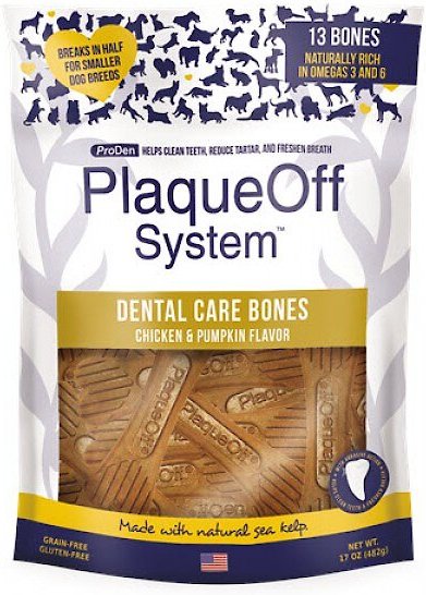 ProDen PlaqueOff System Chicken & Pumpkin Flavored Dental Bone Dog Treats, 13 count slide 1 of 1