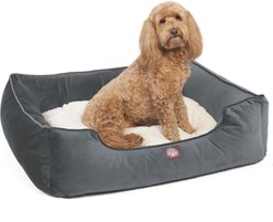 Majestic Pet Contemporary Lounge Velvet Bolster Dog Bed with Removable Cover, Medium, Steel