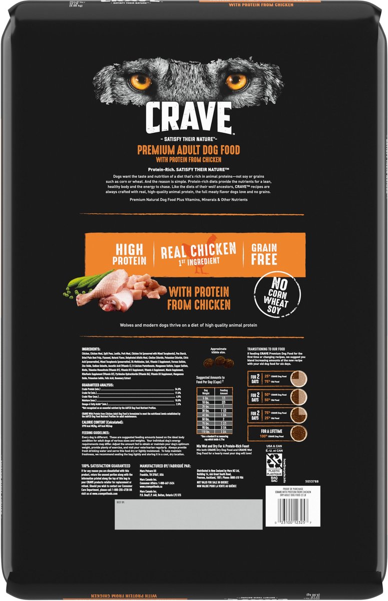 CRAVE High Protein Chicken Adult Grain Free Dry Dog Food 22 lb bag Chewy