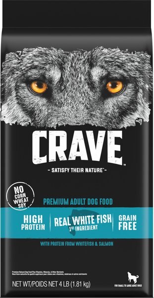 Crave High Protein White Fish & Salmon Adult Grain-Free Dry Dog Food, 4-lb bag slide 1 of 11