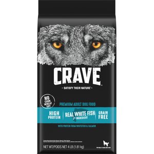 Crave High Protein White Fish & Salmon Adult Grain-Free Dry Dog Food, 4-lb bag