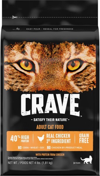 Crave with Protein from Chicken Adult Grain-Free Dry Cat Food, 4-lb bag slide 1 of 11