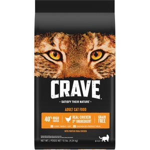 Crave with Protein from Chicken Adult Grain-Free Dry Cat Food, 10-lb bag